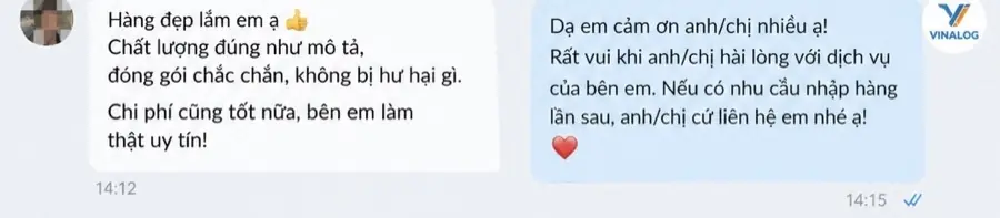 Phản hồi của khách hàng VINALOG